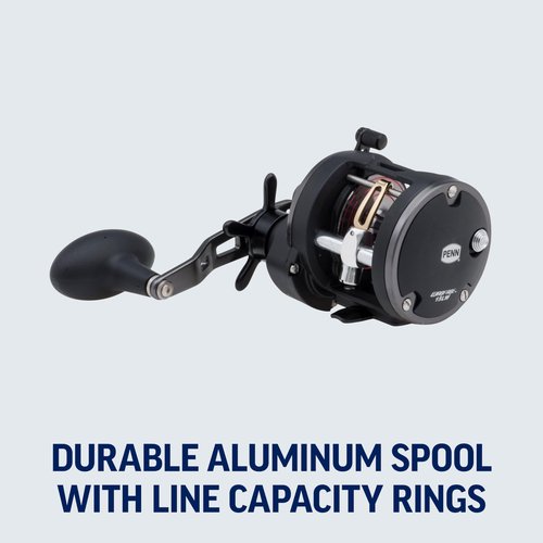 PENN Warfare Level Wind Conventional Nearshore/Offshore Fishing Reel, HT-100 Star Drag, Max of 15lb | 6.8kg, Made with Corrosion-Resistant Graphite Frame,Black, WAR20LWLH