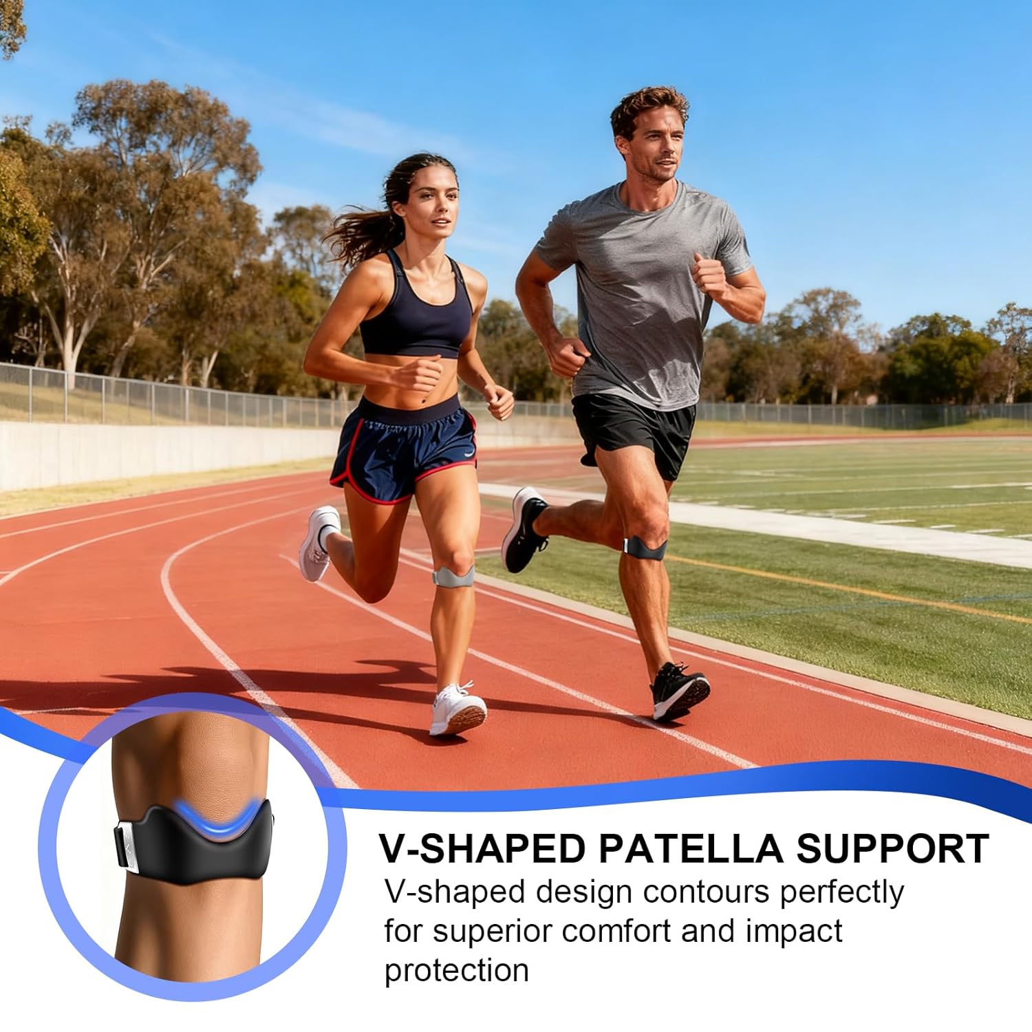 Skiennix Silicone Patellar Tendon Support Strap - Adjustable Non-Slip Knee Brace for Running & Sports