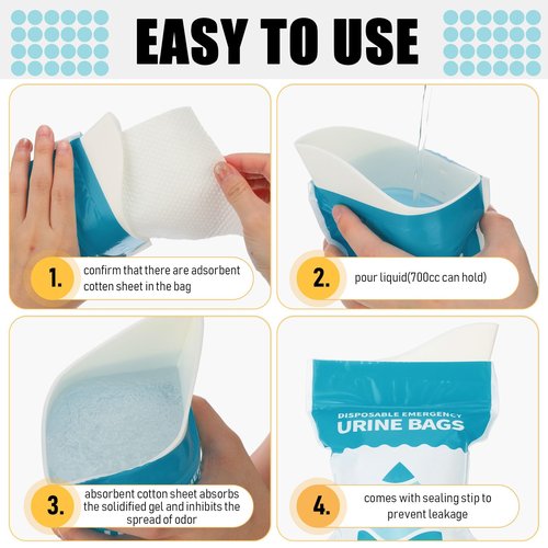 Nuogo 100 Pcs 800 CC Disposable Urine Bags Portable Pee Bag Urine Bags for Women Travel Emergency Urinal Bags for Men Women Traffic Jams Camping Hiking
