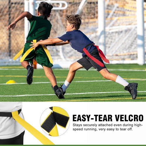 Flag Football Set by [Brand Name] - Adjustable 14/20 Player Belts with Cones, Football, Pump & Bag for Youth and Adults
