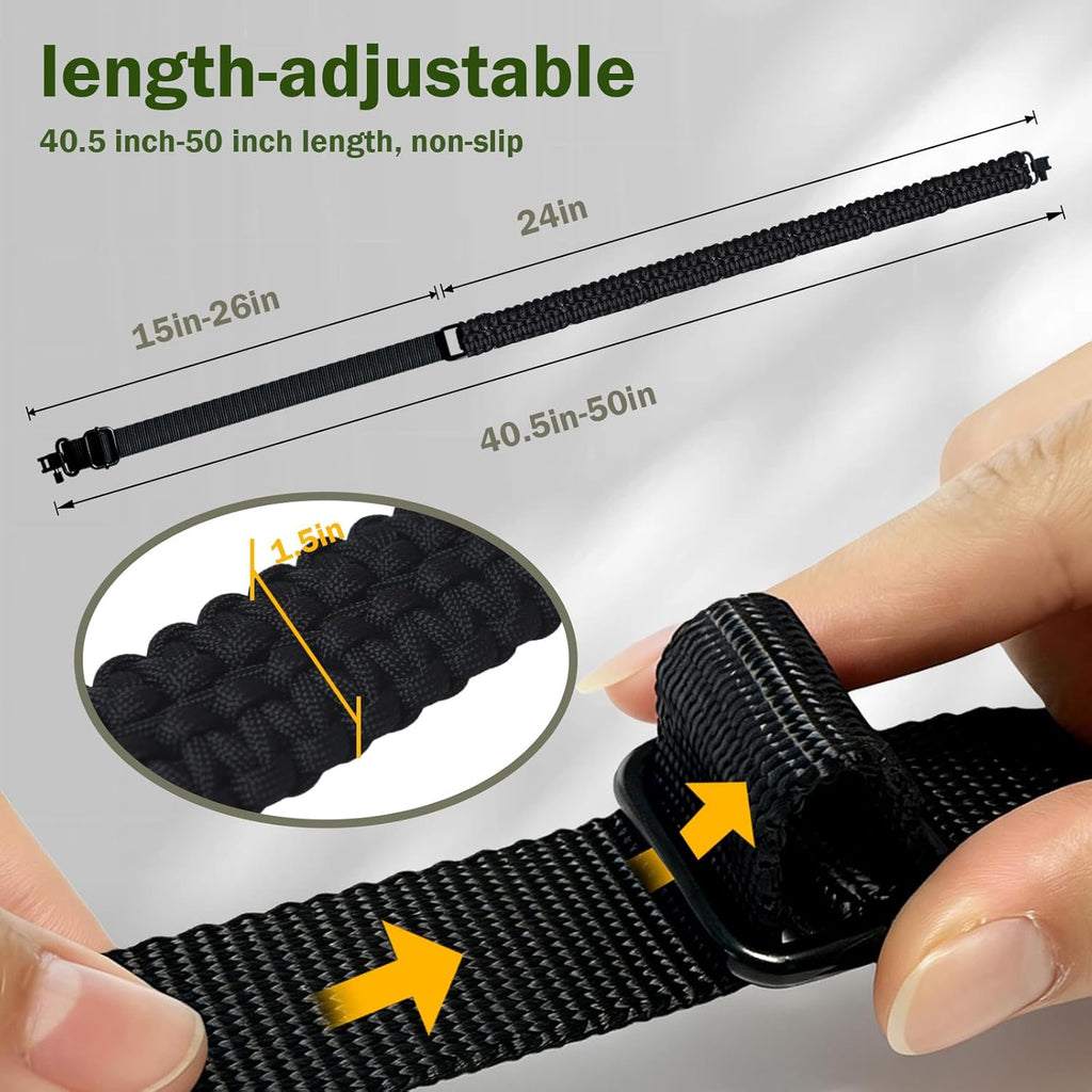 Skiennix Adjustable Paracord Rifle Sling - Heavy-Duty 2-Point Design for Hunting | Includes Swivel Mount