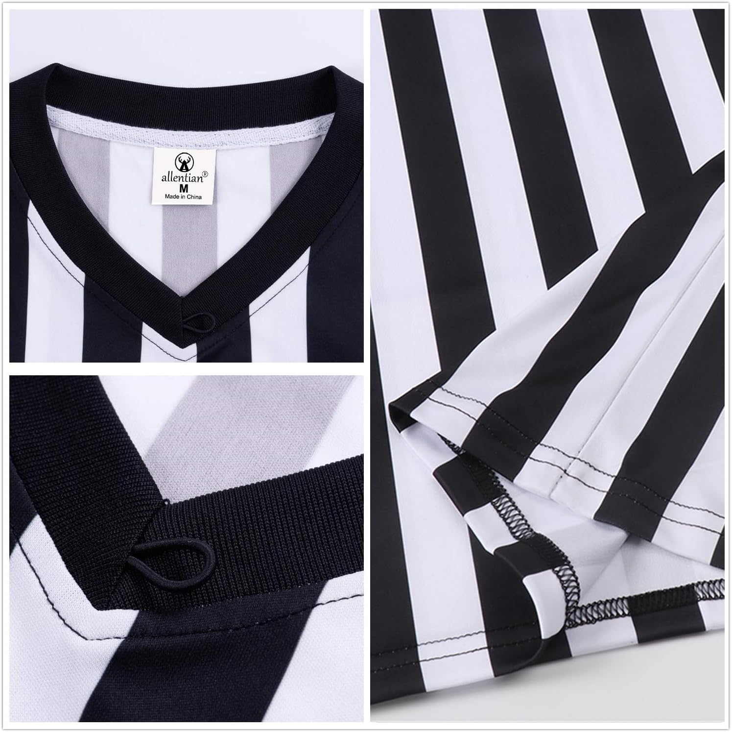 Skiennix Men’s Referee Shirt - Official Black Stripe Umpire Jersey | Pro-Style V-Neck Uniform for Basketball & Football