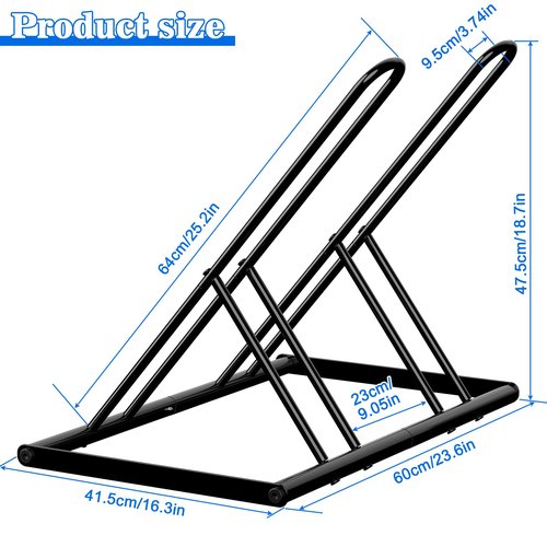 Tuenort 2 Bike Rack, Parking Bike Stand, Outdoor For Mountain Floor Bike Rack, Heavy Duty For Bicycle Garage, Space-Saving Bicycle Holder For Home, Yard, Office, Black