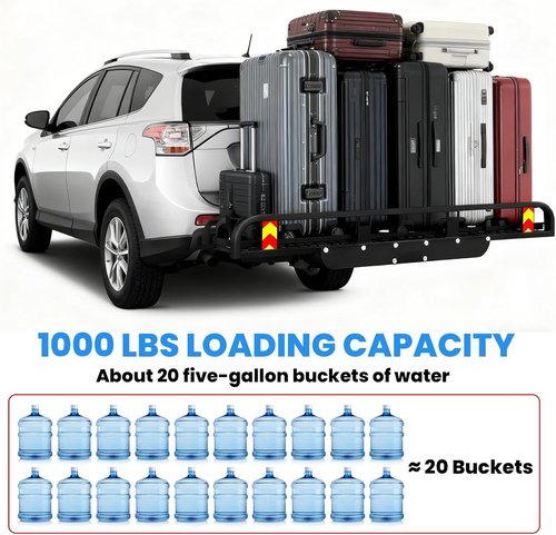 Aluminum Hitch Cargo Carrier by [Brand Name] - 1000LBS Capacity with Ramp | 53” x 29” x 9” for SUVs & Trucks