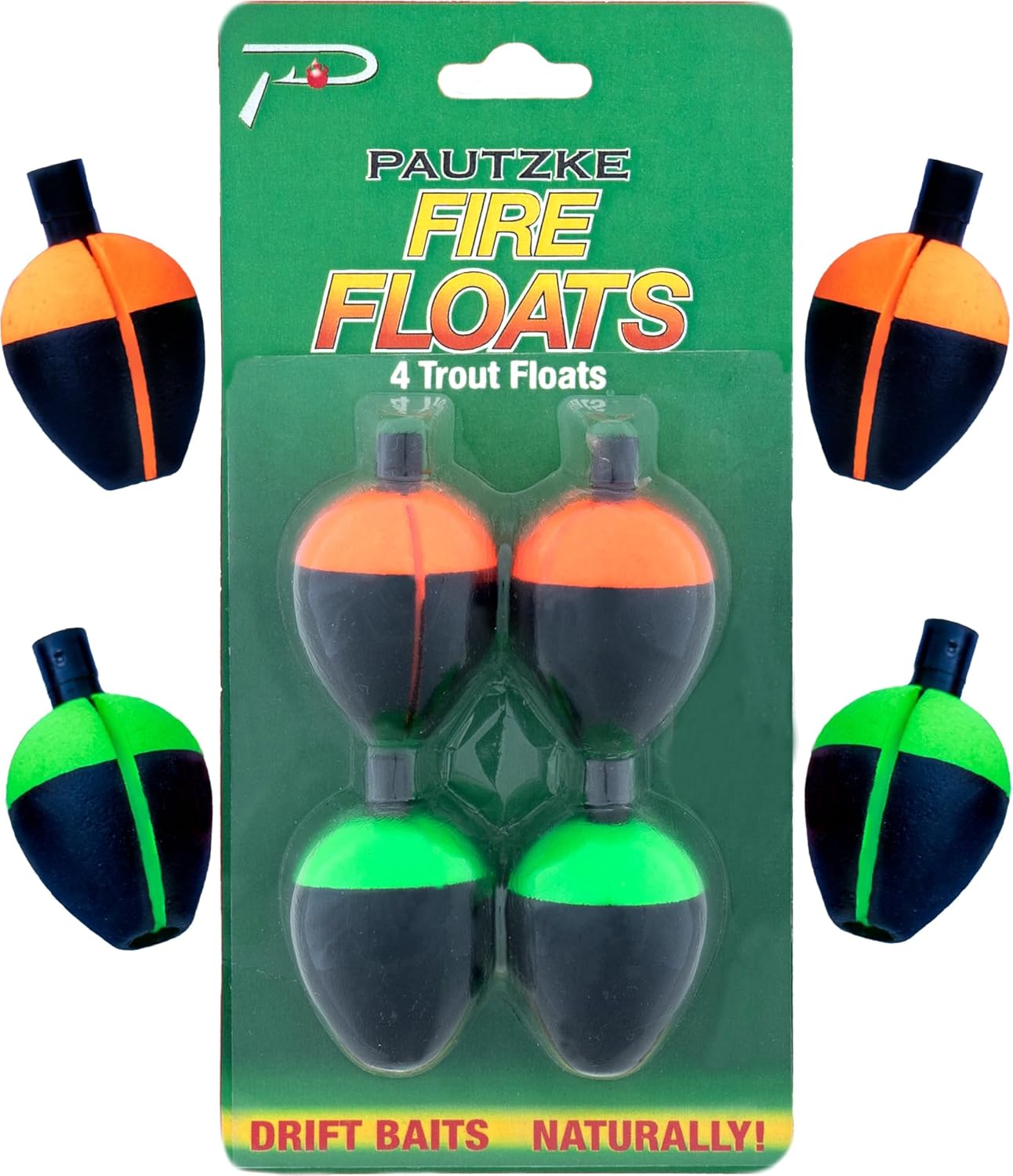 Pautzke Bait Fire Floats - Durable Two-Tone Trout Fishing Bobbers for Creeks & Lakes | Bulk Pack Options