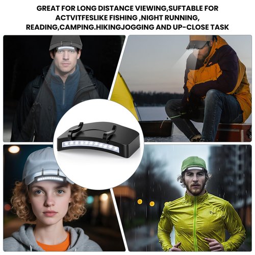 Lytoybe 6 Pcs Hat Clip Light, 11 LED Cap Lights Clip on Hat, IPX5 Waterproof Hands-Free Flashlight for Running, Working, Biking, Camping(AAA Batteries not Included)