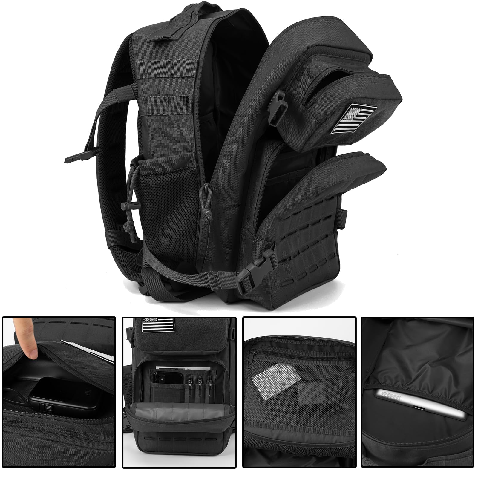 QT&QY 35L Tactical Military Backpack Gym For Men Army Molle Rucksack Small Bug Out Bag 24 Hour Assault EDC Pack Hiking Daypack Motorcycle Backpack