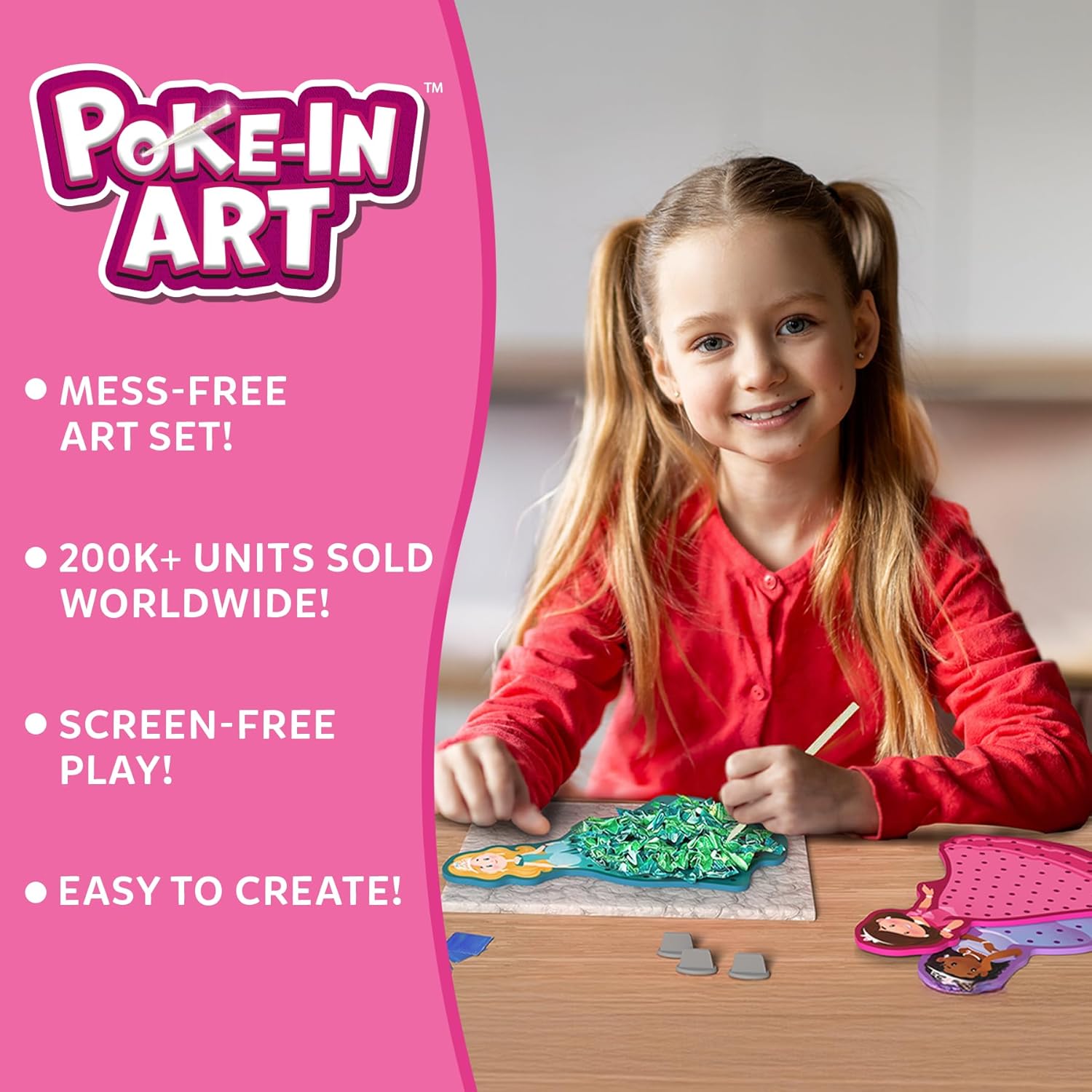 Skillmatics Poke-In Art - Magical Princesses DIY Wood Craft Kit for Kids Ages 4-9 | Mess-Free Creative Fun