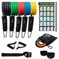 Ryno Tuff 12 Pc Resistance Bands Set - 5 Workout Bands, Cushioned Ankle Straps, Padded Handles, Door Anchor & Waterproof Gym Bag - Home Exercise, Strength Training, Physical Therapy, Yoga Fitness Gear