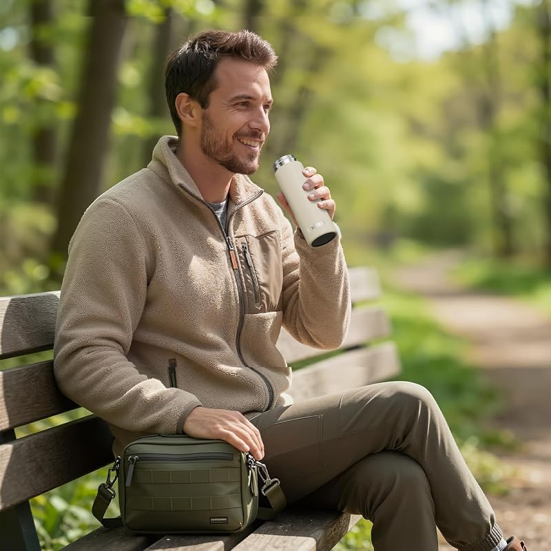 10oz Insulated Water Bottle with Leak-Proof Lid — Slim Stainless Steel Bottle for Espresso & Travel, Butter Cream Edition