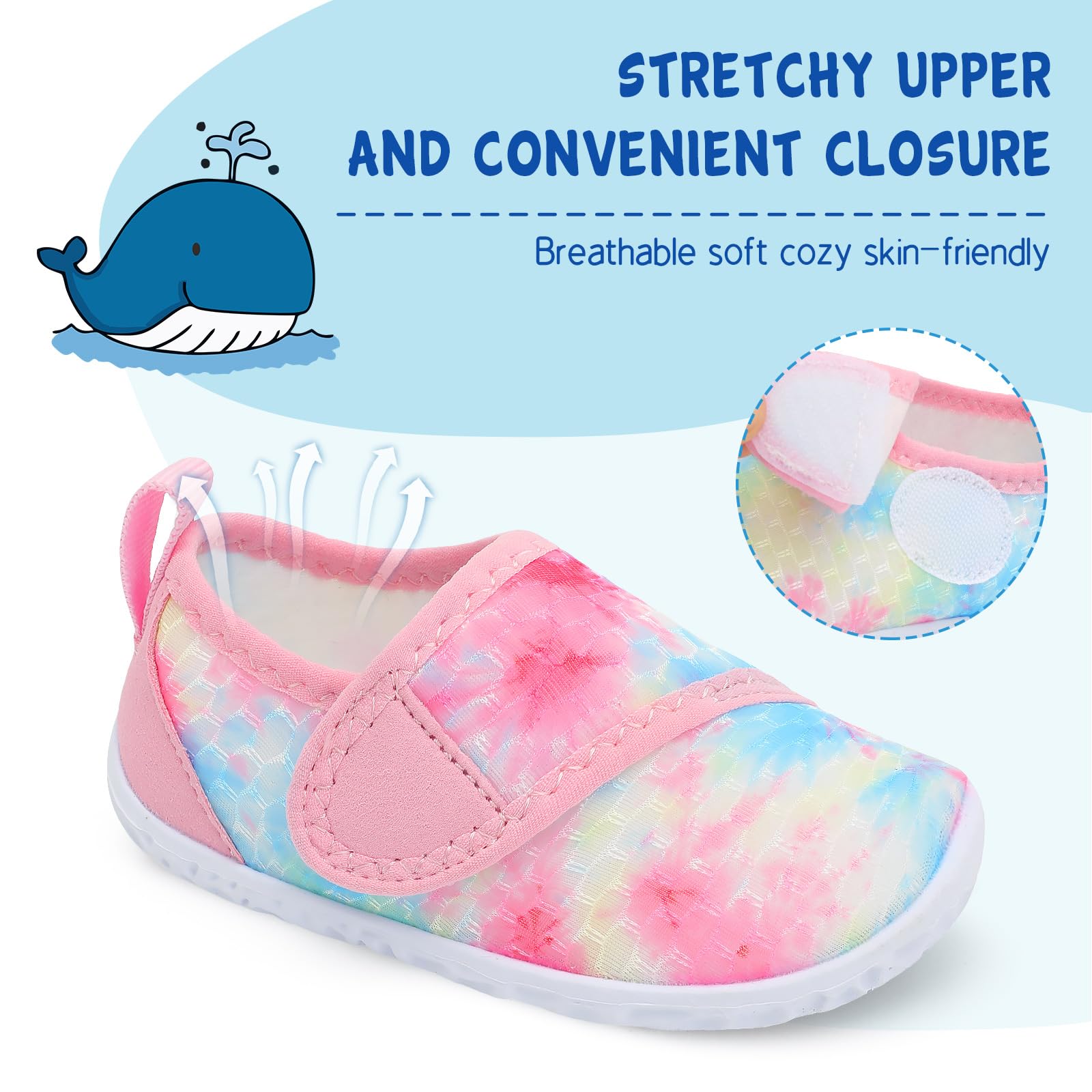 LeIsfIt Kids Water Shoes Toddler Girls Boys Swim Shoes Outdoor Quick-Dry Breathable Aqua Socks for Beach Pool Surf, Tiedye, 12 Little Kid