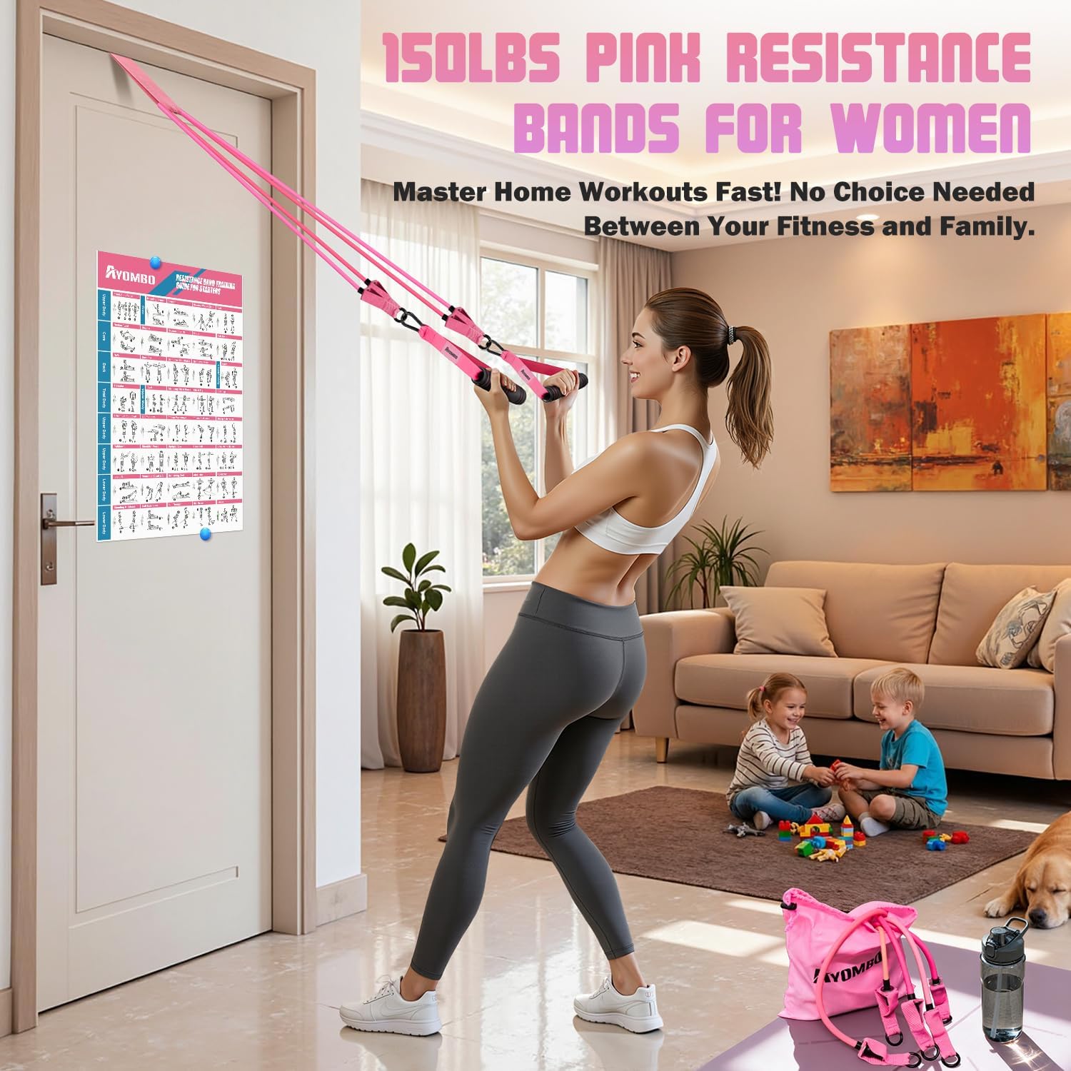 Skiennix Resistance Bands - 5 Level Workout Set with Handles for Women | Ideal for Yoga & Pilates