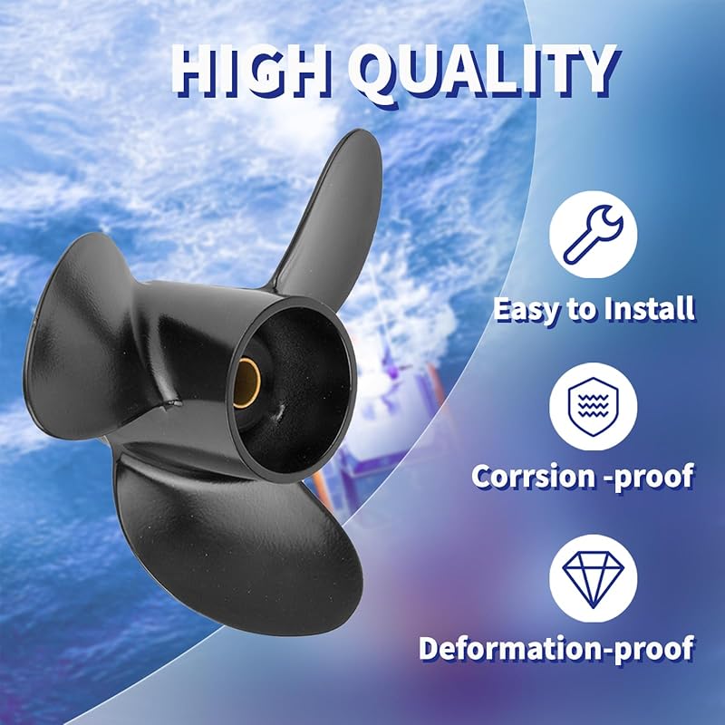Outboard Propeller 7.8x8 RH Aluminum 3-Blade 12-Spline for 4-6HP Tohatsu Mercury Nissan