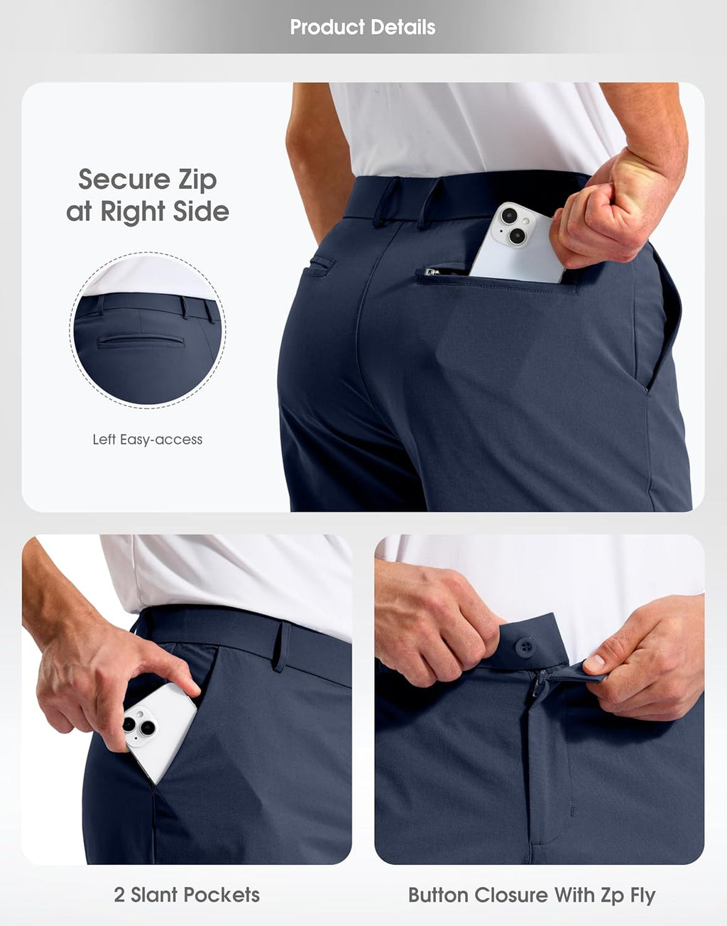 Obla Men's Golf Shorts - Lightweight Stretch Casual Flat Front Dress Shorts | 5"/7"/9" Classic Fit with 4 Pockets