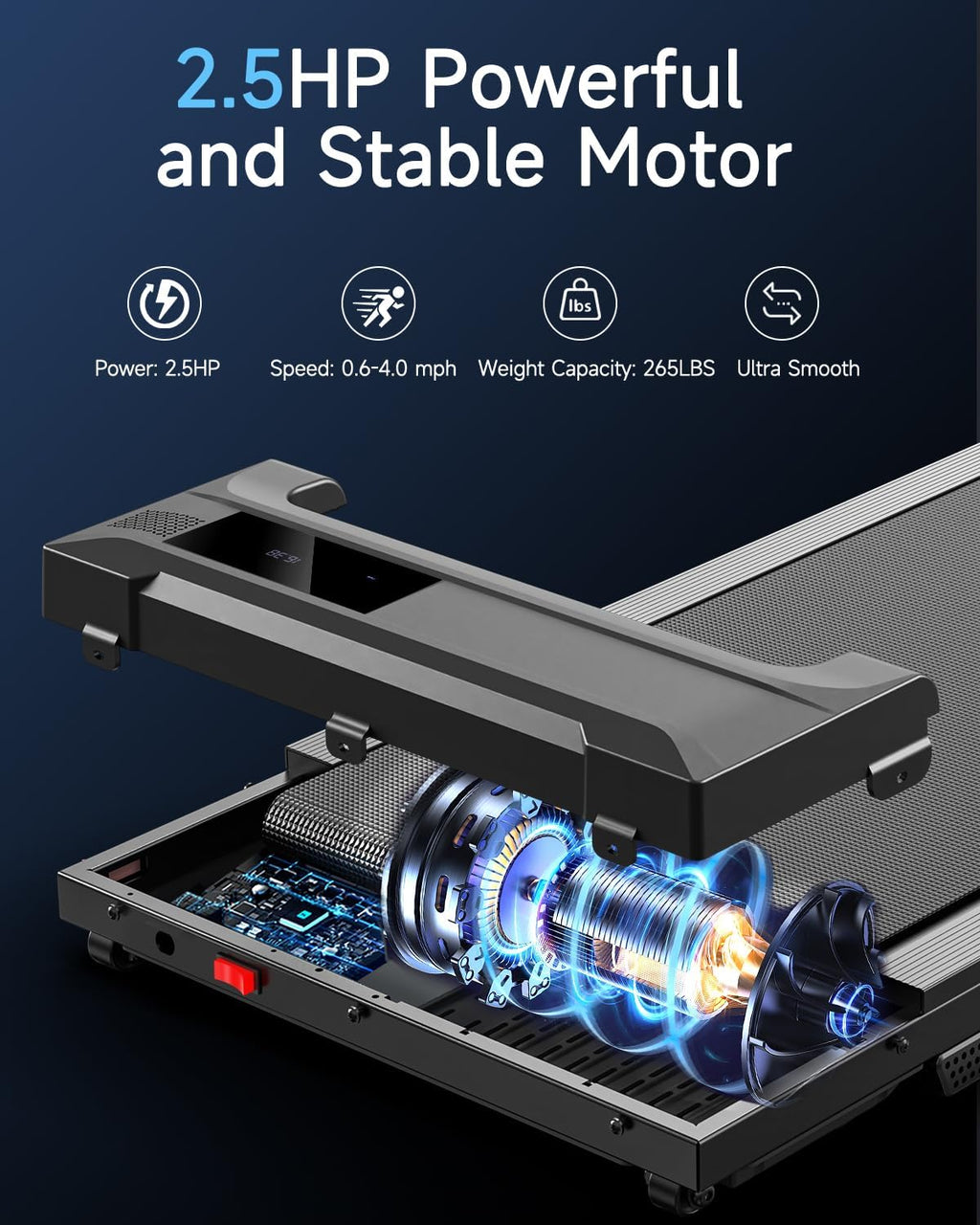 Walking Pad Treadmill - Compact Under Desk Mini Electric Running Machine with Adjustable Speed