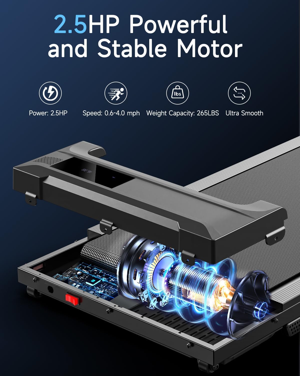Walking Pad Treadmill - Compact Under Desk Mini Electric Running Machine with Adjustable Speed