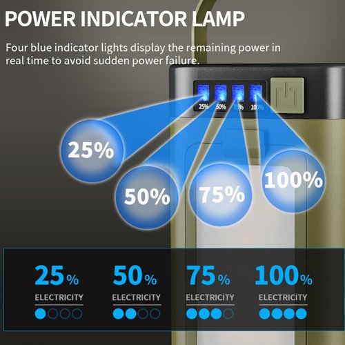 Solar LED Camping Lantern Portable IPX4 Waterproof Camping Lamp Rechargeable with 2000mAh Solar Charging & LED Power Indicator Lantern with 6 Modes Portable Flashlight Tent Lights for Camping Hiking
