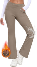 MoFiz Women's Fleece Wide Leg Sweatpants - High Waisted Athletic Pants with Pocket | Khaki, Size L