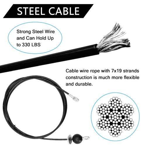 Favuit Fitness Pulley Cable, Gym Replacement Cable, Heavy Duty Steel Wire Rope, Black, 98IN