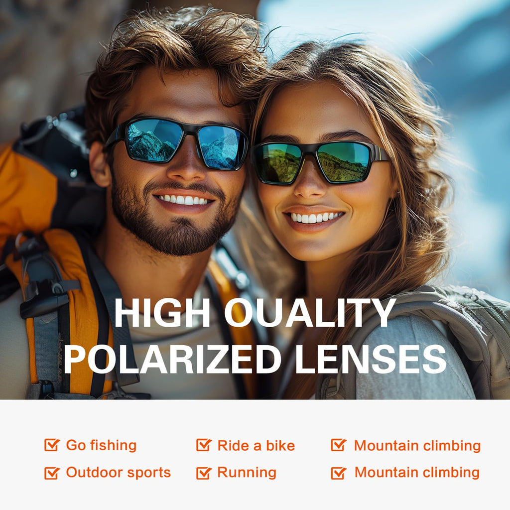 suoso Sports Polarized Sunglasses for Men: TR90 UV400 Protection Sun Glasses Womens Wrap Around Goggles for Drving Fishing Black