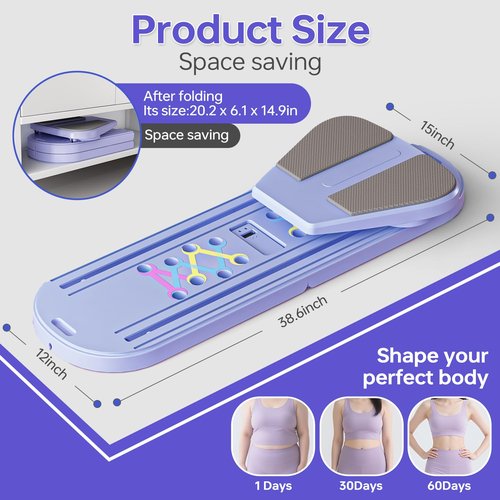 Pilates Board, 7 in 1 Portable Pilates Reformer with Digital Display for Home & Gym, Foldable Multifunctional Pilates Machine, Pilates Equipment for Women, Compact Home Workout Board