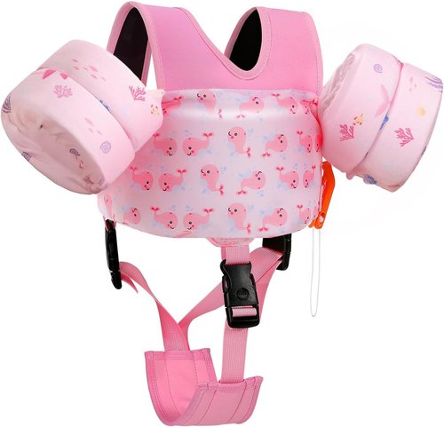 MoKo Toddler Swim Vest - Cartoon Water Wings with Crotch Strap | Floaties for 15-66 Pounds