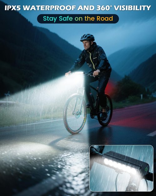 2025 New Super Bright Bike Lights for Night Riding, 7 LED USB Rechargeable Bike Headlight, Bicycle Light Taillight, Waterproof Aluminum Bicycle Headlight for Adult Kid Mountain Road Commuter Cycling