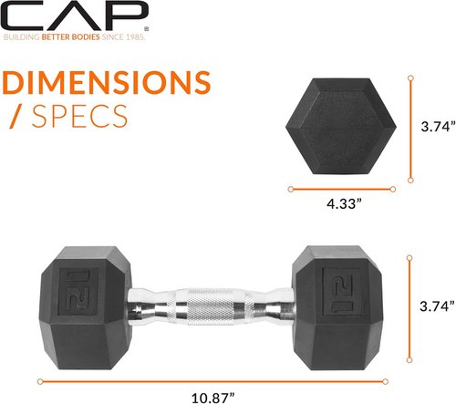 CAP Barbell Coated Hex Dumbbell Weights - Versatile Options from 10 to 120 lbs | Durable Design
