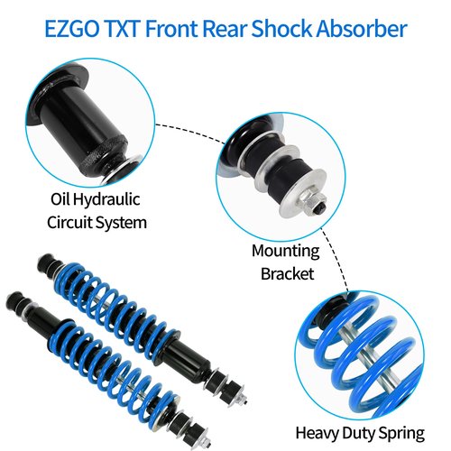 JIAYAN Golf Cart Front or Rear Shock Absorber with Heavy Duty Coil Springs Compatible with E-Z-GO TXT/Medalist 1994+ Gas & Electric Models OEM# 70928-G01 76418-G01 70630-G01 Blue (2Pcs)