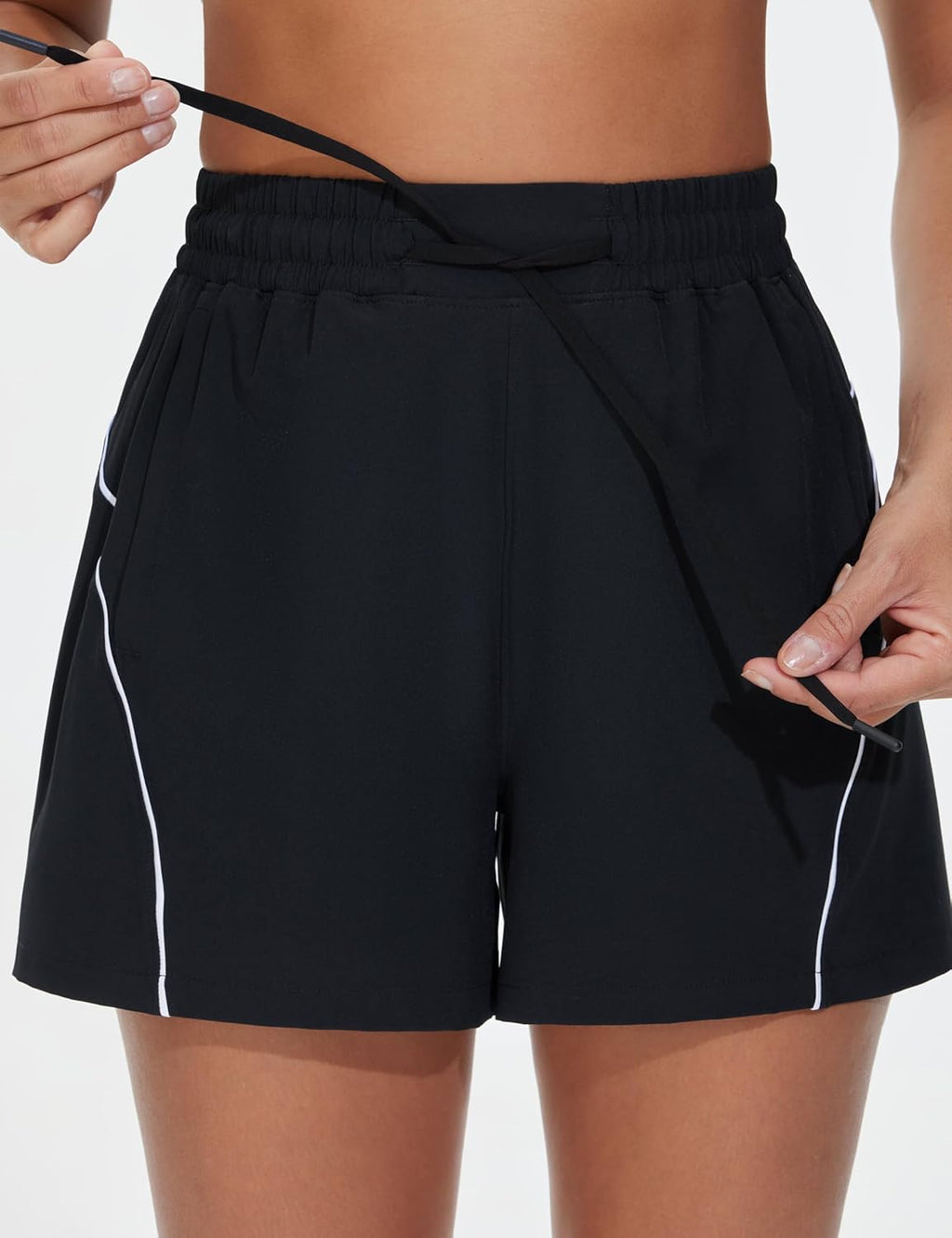 The Gym People Women's High Waist Running Shorts - Lightweight, Loose Fit with Pockets | Perfect for Yoga & Workouts