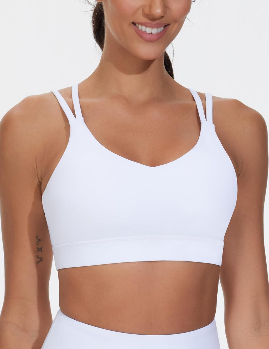 The Gym People Women's Sports Bra - Supportive Double Spaghetti Strap Design with Padding
