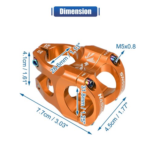 X AUTOHAUX CNC Aluminum Alloy 35mm Mountain Bike Stem for Most Bicycle Road Bike Mountain Bike Cycling Handlebar Accessories Orange for 1-1/8 Steer Tube 31.8mm Handlebar