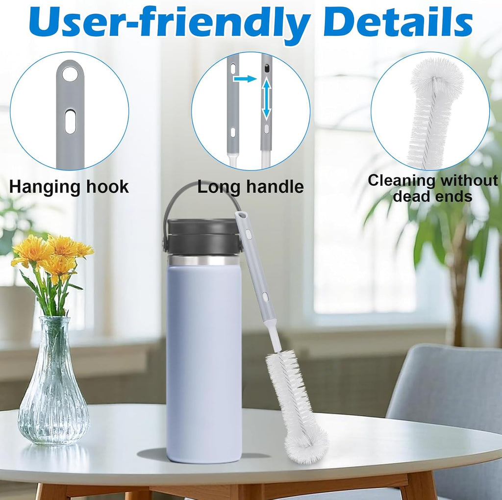 Palksky Water Bottle Cleaner Brush Kit - Long Handle & Wide Straw Lid Brushes for Hydro Flask 16/24/32/40 oz