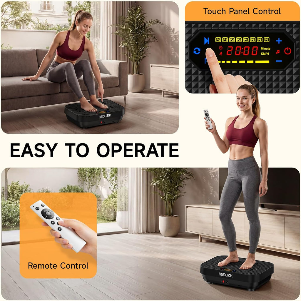 SEDOZIK Vibration Plate - 450lb Capacity Whole Body Shaker for Lymphatic Drainage & Weight Loss | Bluetooth, 120 Speeds