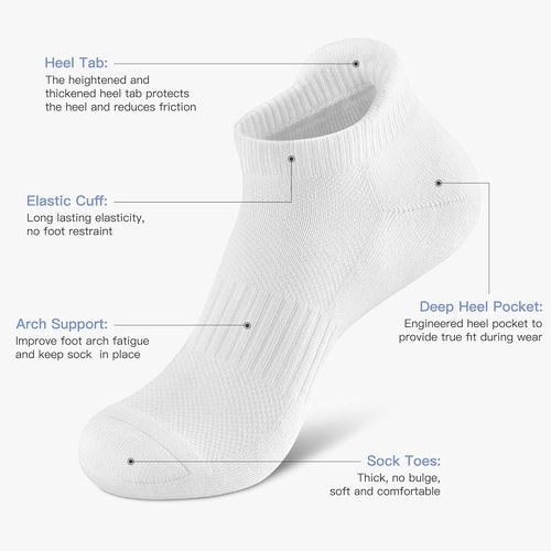 Felicigeely Ankle Athletic Running Socks - Breathable Cushioned Low Cut | 6 Pairs for Men & Women