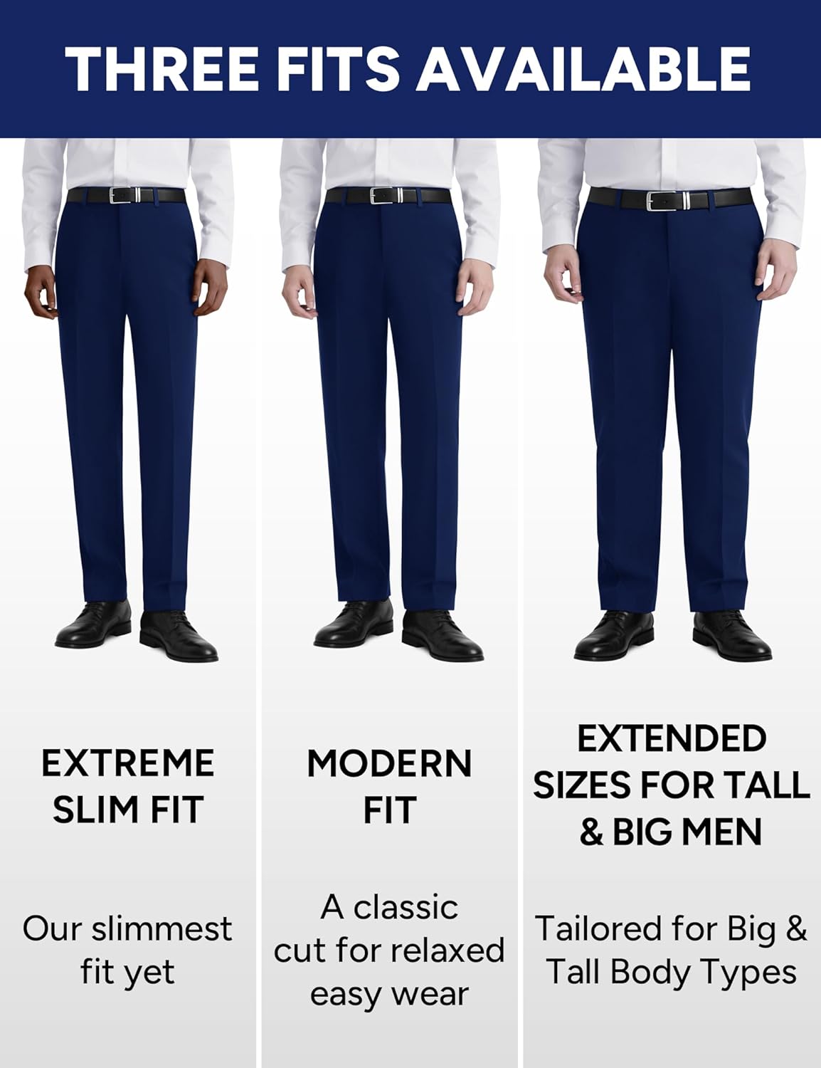 Skiennix Men's Stretch Dress Pants - Expandable Waist for Comfort | Slim Fit, Classic Straight, Big & Tall