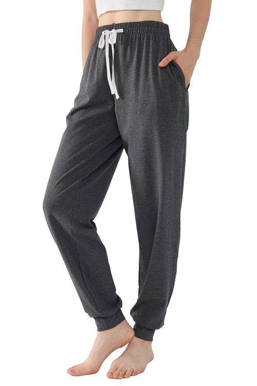 Joyaria Women Workout Sweatpants Cotton Jogger Lightweight Lounge Sweat Pants with Drawstring(Dark Gray,Medium)