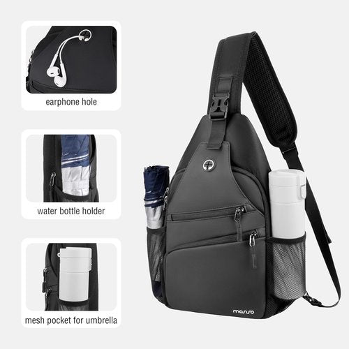 MOSISO Crossbody Sling Bag - Versatile Travel Backpack for Men | Compact Over Shoulder Chest Bag in Black