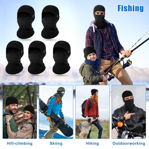 Suhine 30 Pcs Winter Balaclava Ski Mask Windproof Thermal Face Mask Cold Weather Balaclava with Reflective Stripe (Black)