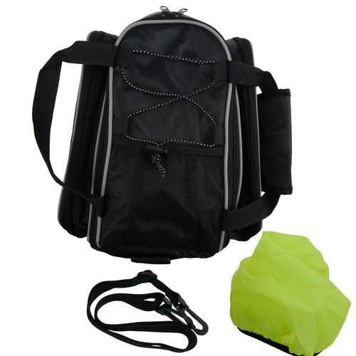Disconano Waterproof Multi Function Excursion Cycling Bicycle Bike Rear Seat Trunk Bag Carrying Luggage Package Rack Pannier with Rainproof Cover (Black)