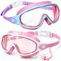 Kids Swim Goggles Anti-Fog Panoramic 180° View for Girls & Boys 3-16 – Pink/Green & Pink/White