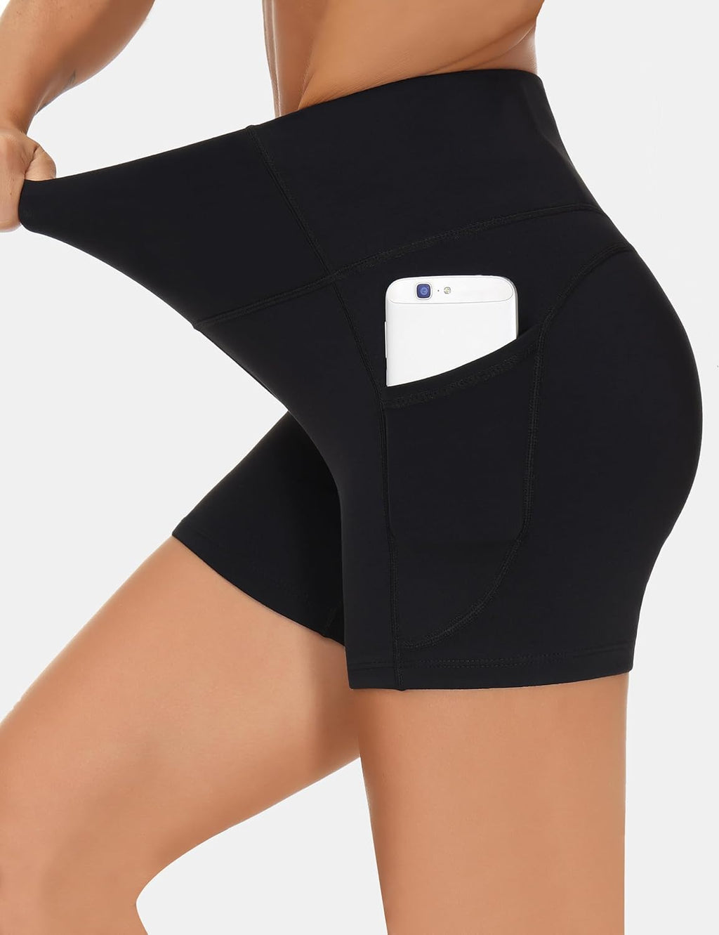The Gym People Women's High Waist Workout Shorts - 2 Pack with Deep Pockets & Tummy Control