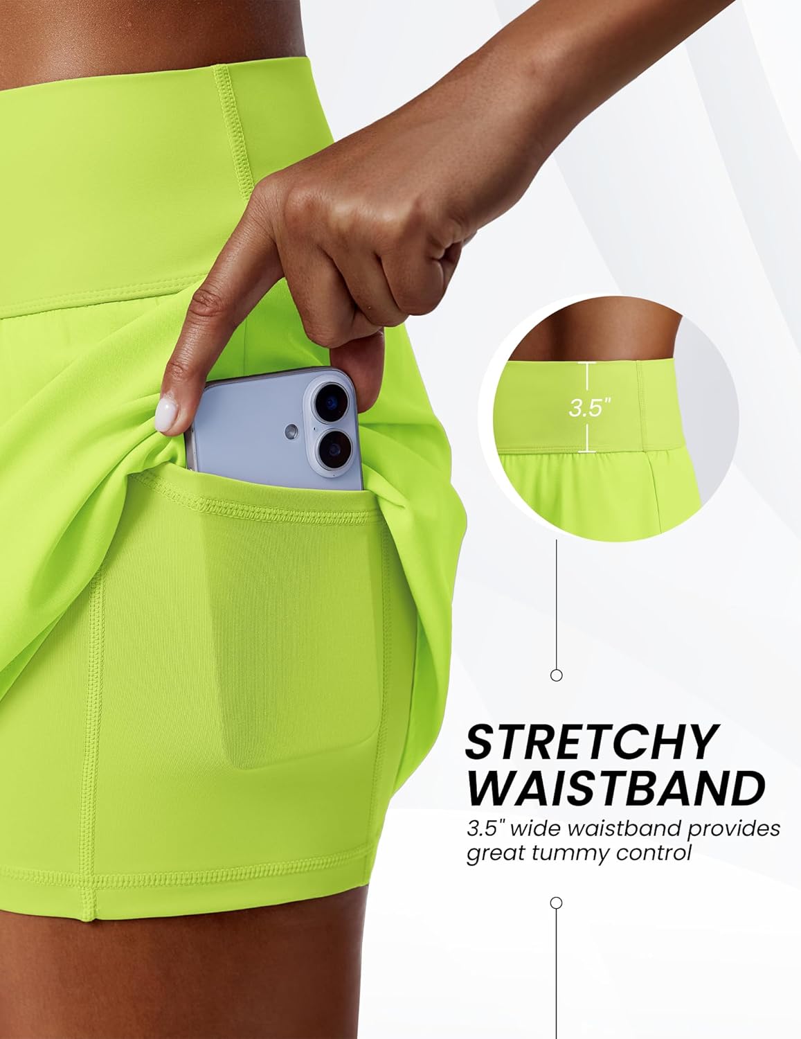 PINSPARK 15" Athletic Skirts for Women - High Waisted Tennis Skirt with Pockets | Lightweight Mini Golf Skort