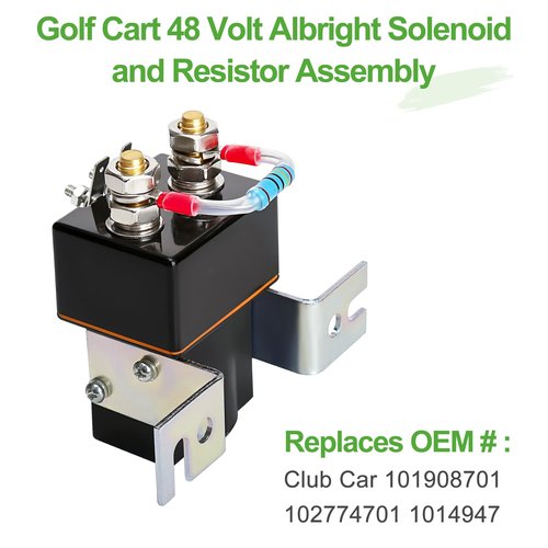 10L0L 48V Golf Cart Albright Solenoid and Resistor Assembly Compatible with Club Car DS 1995-up & Precedent 2004-08 Golf Cart Part Replaces OEM# 101908701 102774701 1014947
