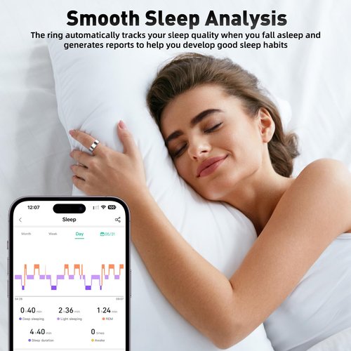 Free Shark Smart Ring with Sleep Monitoring, Step Counting, Heart Rate, Blood Oxygen for iOS and Android, No Subscription Fee, IP68 Waterproof Health Tracker (Rose Gold, 8)