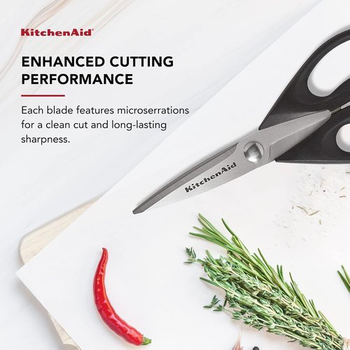 KitchenAid Kitchen Shears - Durable Stainless Steel Scissors with Protective Sheath | 8.72 Inch, Black