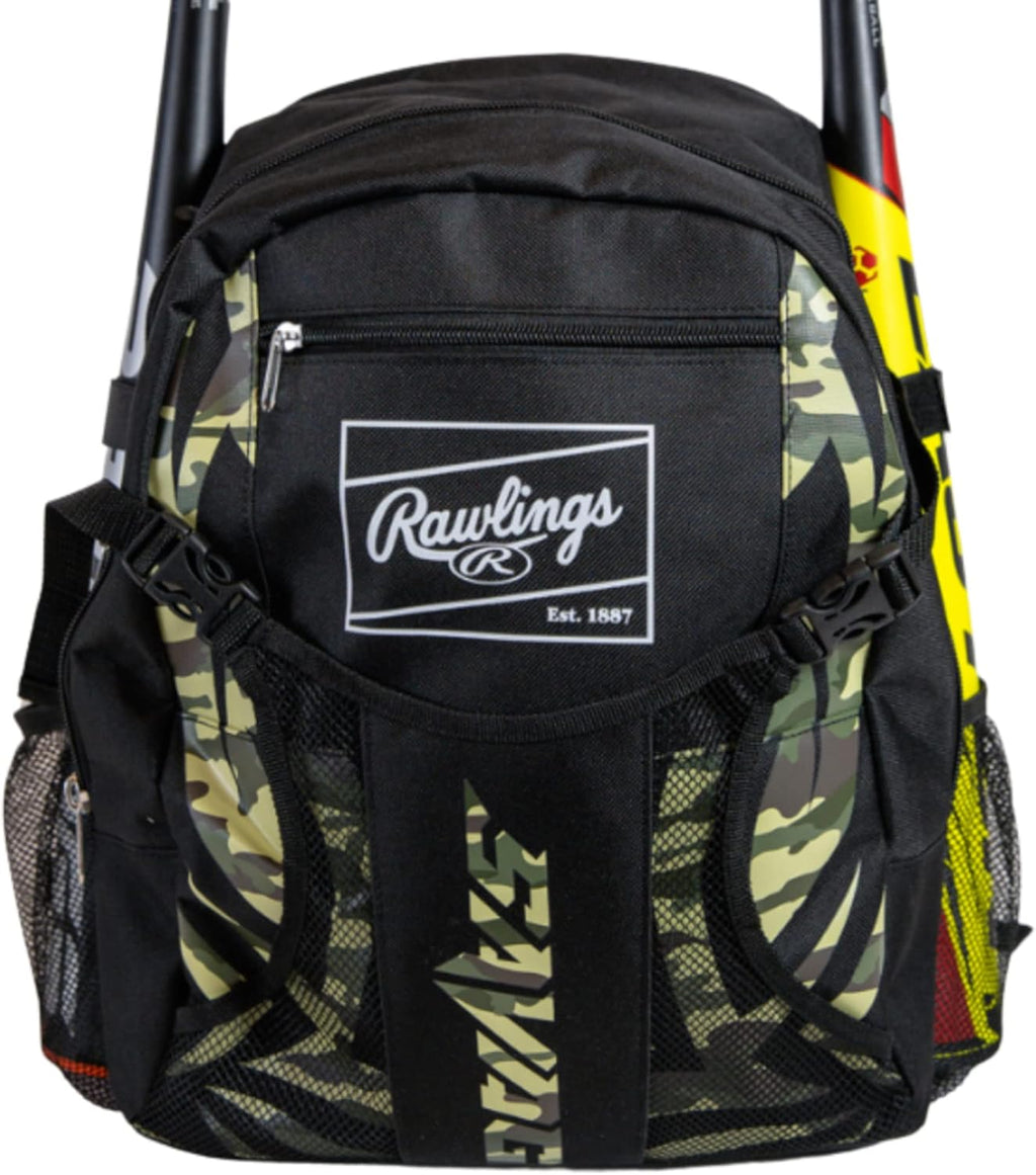 Rawlings | Savage Backpack Equipment Bag | Ideal for T-Ball & Youth Baseball | Multiple Styles Available