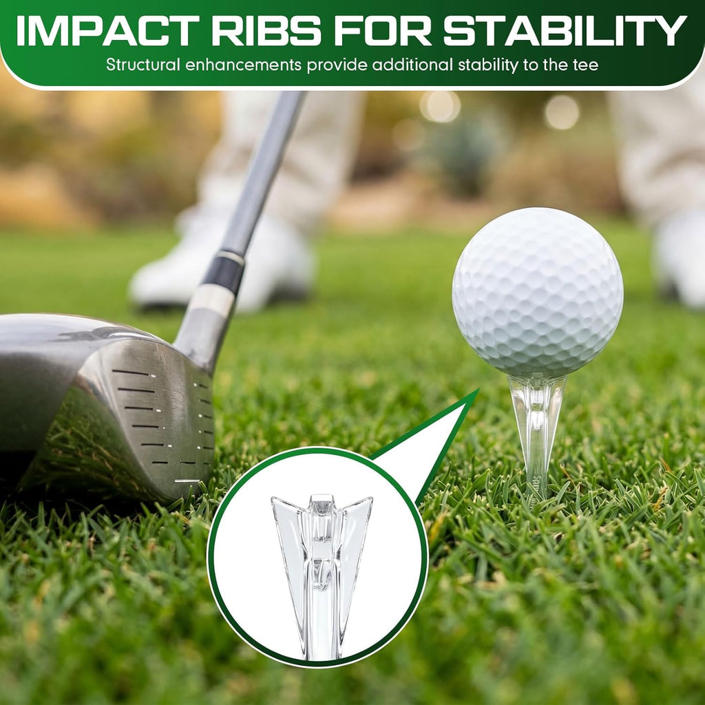 Skiennix 100 Pcs Golf Tees - 4 Prong Anti-Slip Design for Enhanced Stability | Adjustable 3-1/4" Size