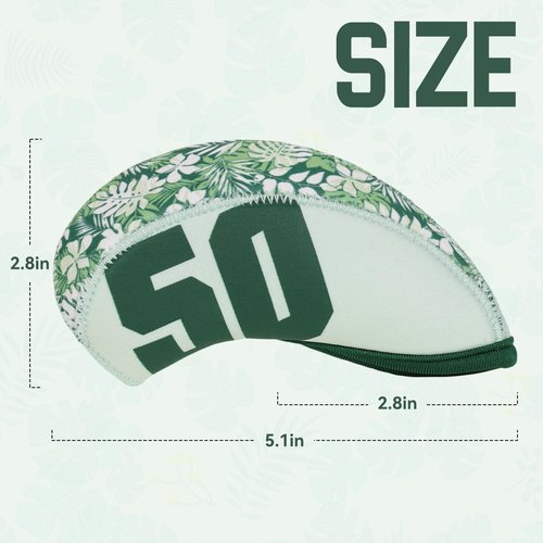 Big Crazy Golf Club Head Cover Wedge Iron, Breathable and Wear-Resistant Neoprene Material, Set of 6, Green Plants Design, Golf Gift for Man and Woman