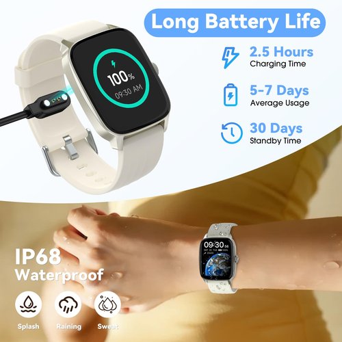 Imzuc Pedometer Watch for Men Women Android & iPhone, 1.85" Retina Display with Answer/Make Calls, Smart Watch with Pedometer, Calories & Step Counter, Waterproof Heart Rate/Sleep/SpO2 Monitor